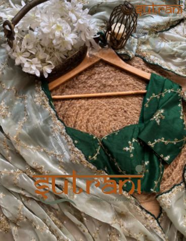 Sage Gold Whisper Embroidered Saree