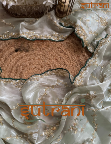 Sage Gold Whisper Embroidered Saree