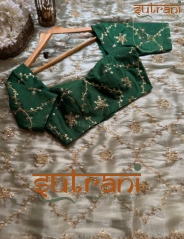 Sage Gold Whisper Embroidered Saree