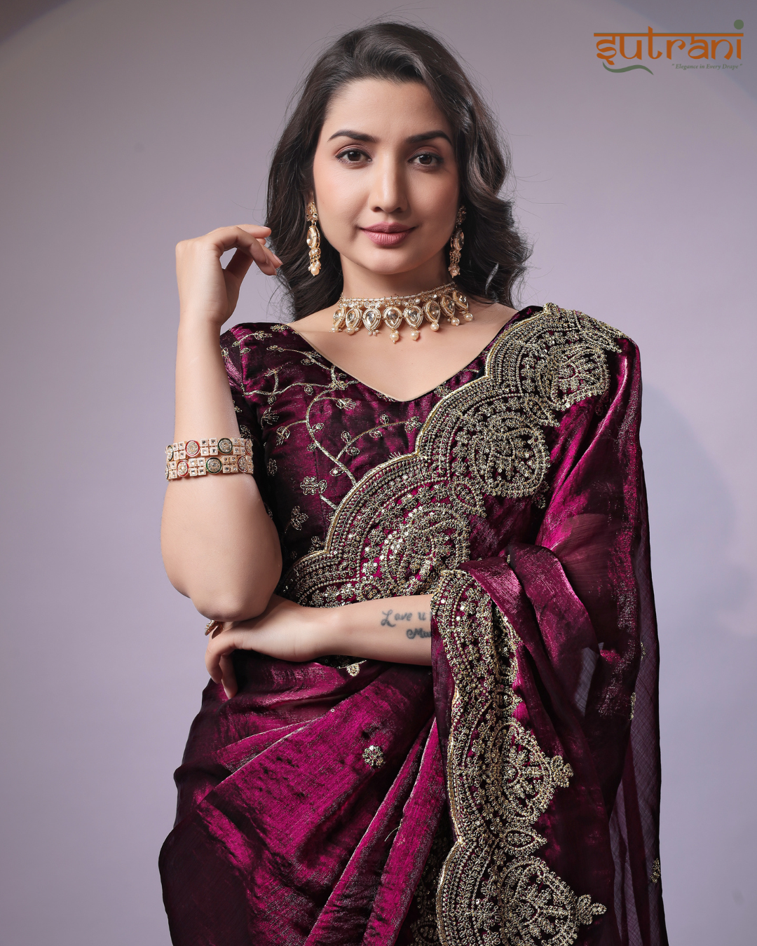Imperial Maroon Craft Saree