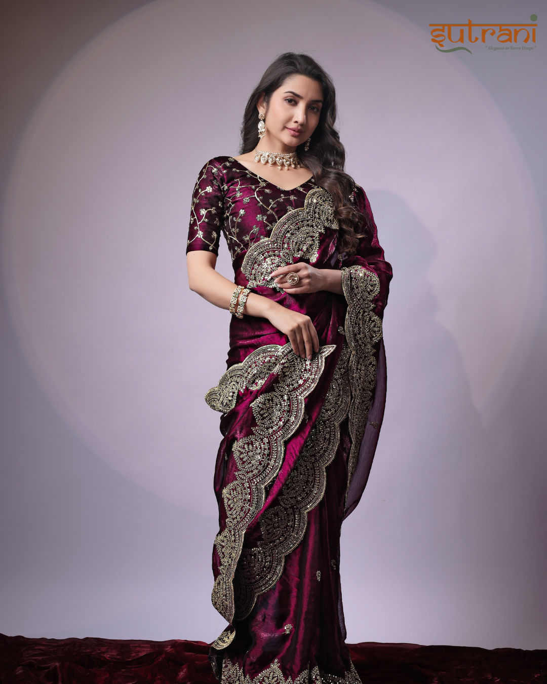 Imperial Maroon Craft Saree