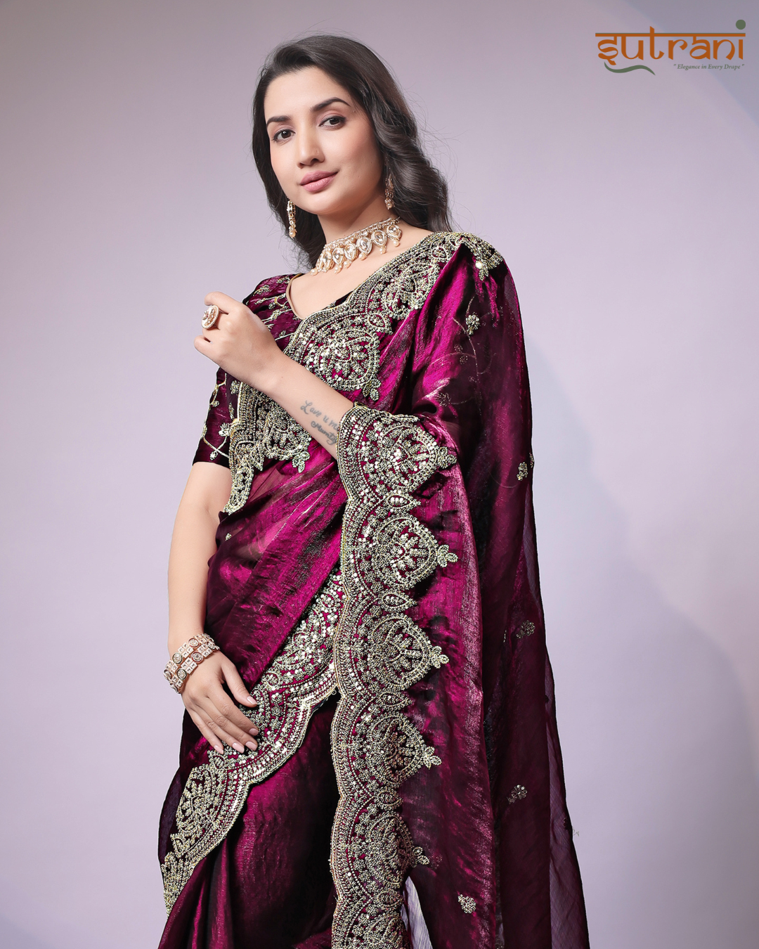 Imperial Maroon Craft Saree