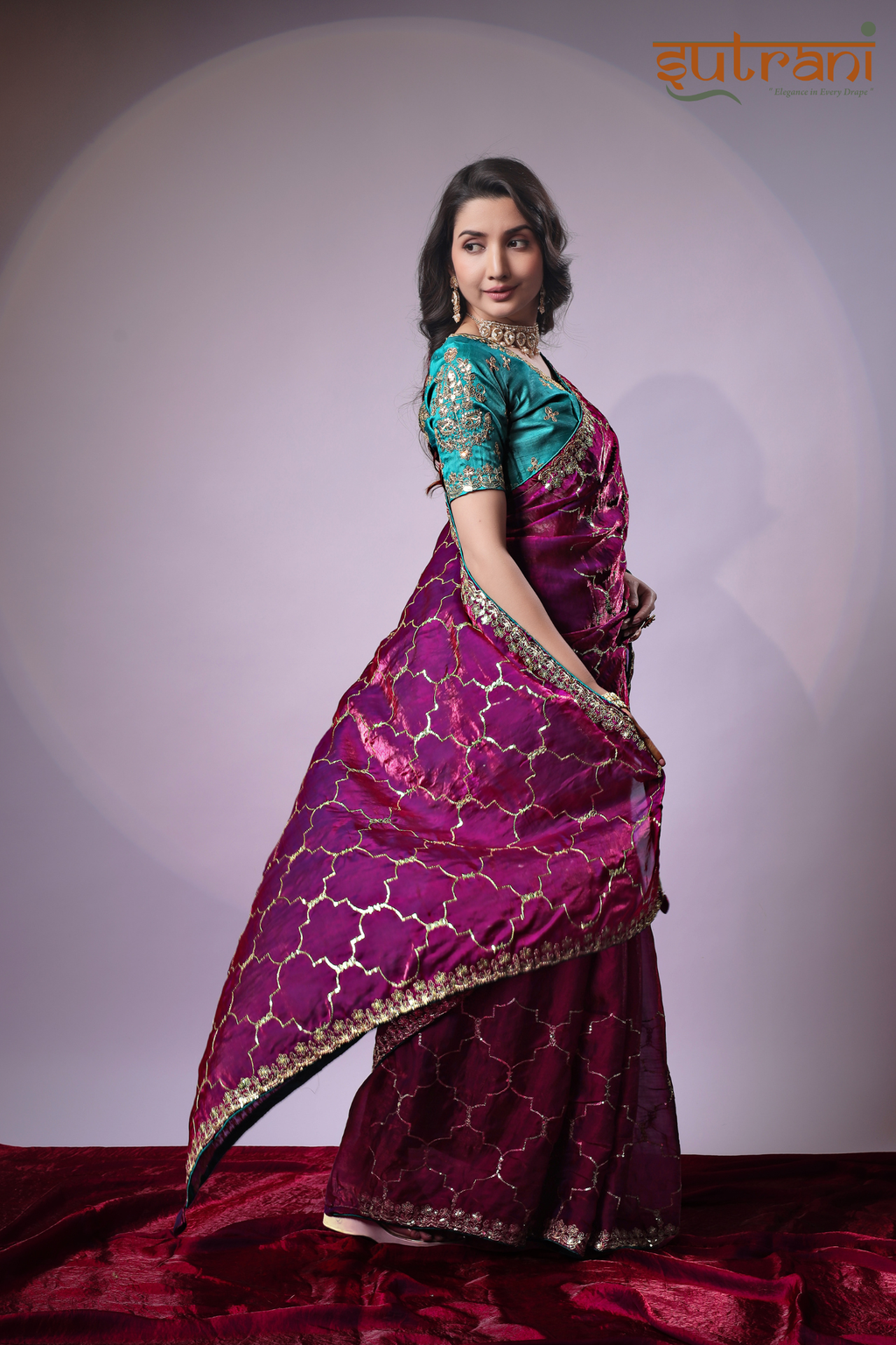 Sutrani Sangini Pink Saree with Classic Gold Motif Design