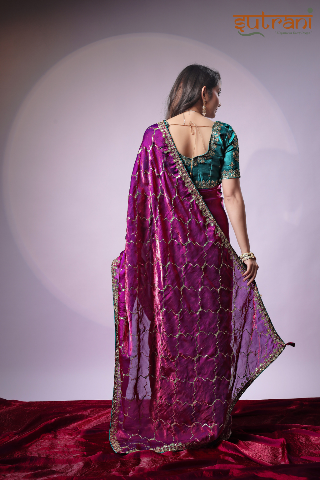Sutrani Sangini Pink Saree with Classic Gold Motif Design