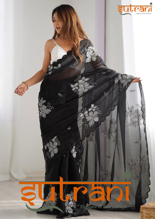 DESIGNER  CHIFFON SAREE WITH UNSTICHED BLOUSE
