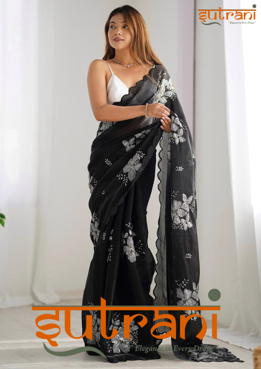 DESIGNER  CHIFFON SAREE WITH UNSTICHED BLOUSE
