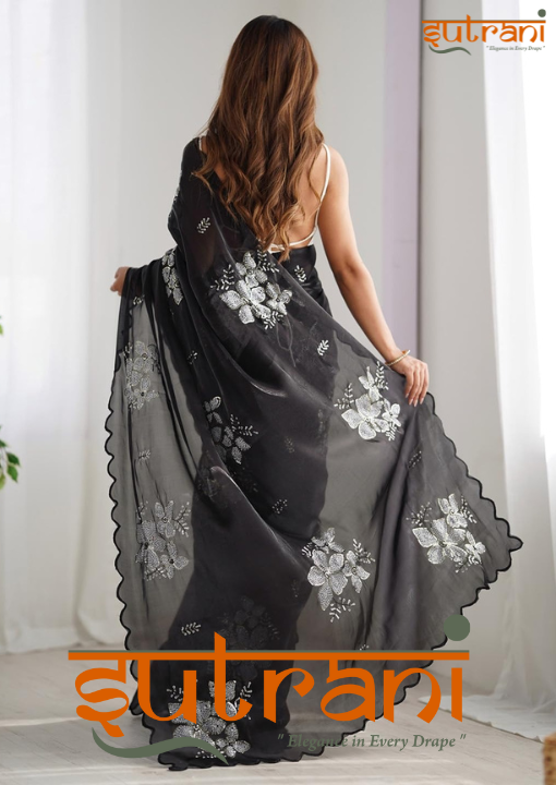DESIGNER  CHIFFON SAREE WITH UNSTICHED BLOUSE