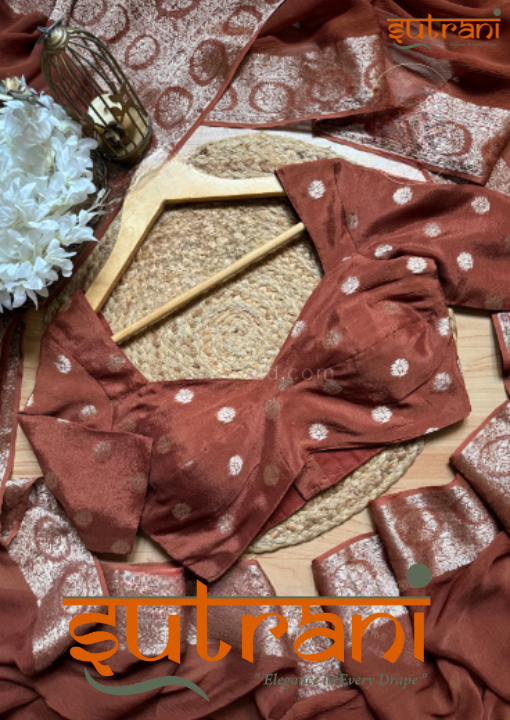 Terracotta Gold Motif Silk Saree