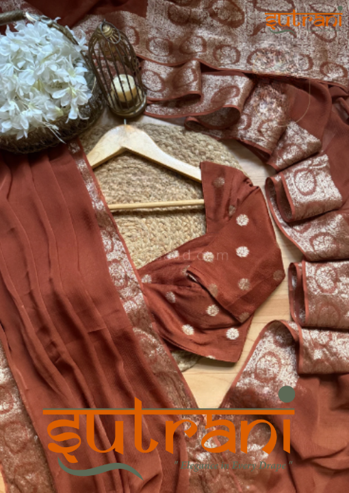 Terracotta Gold Motif Silk Saree