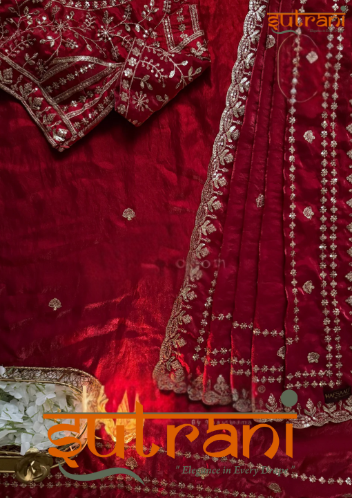 Bridal pink Embroidered Silk Saree with Designer unstitched blouse