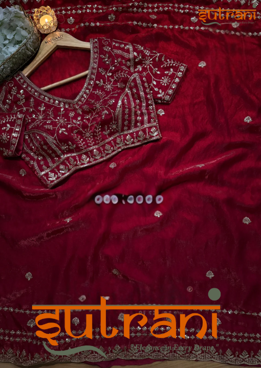 Bridal pink Embroidered Silk Saree with Designer unstitched blouse