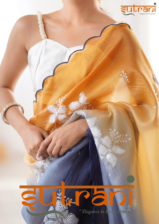 Kesar Neel Floral Saree