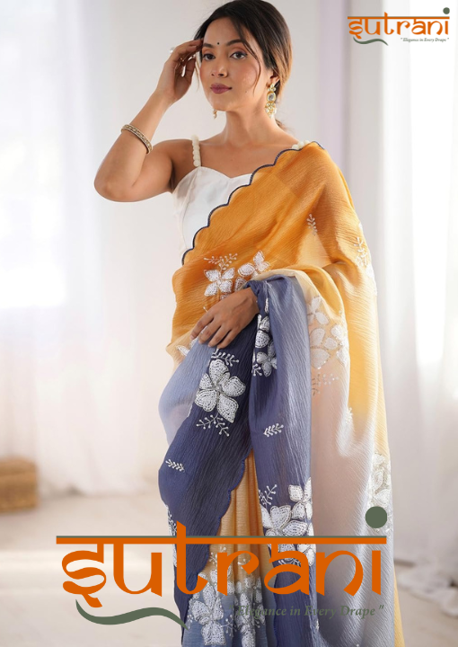 Kesar Neel Floral Saree