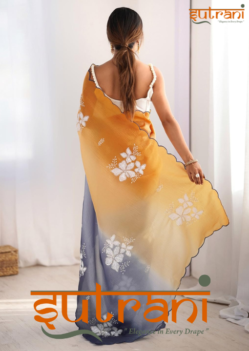 Kesar Neel Floral Saree