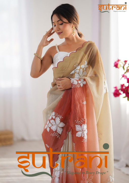 DESIGNER MULTICOLOUR CANDY CRUSH SAREE WITH UNSTITCHED  BLOUSE