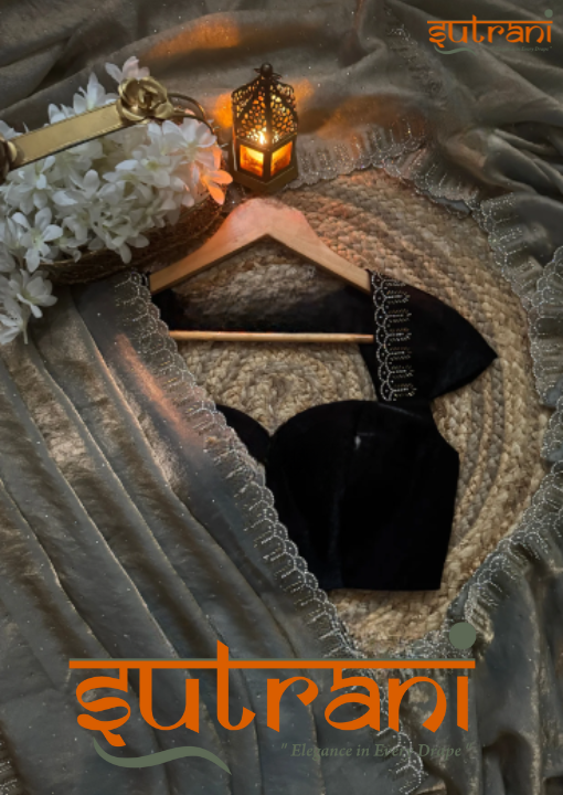 Smoky Grey Shimmer Saree