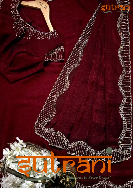 Heirloom Maroon Embellished Saree