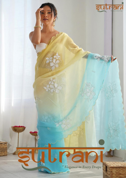 Sutrani Atelier Sunshine & Aqua Elegance Saree