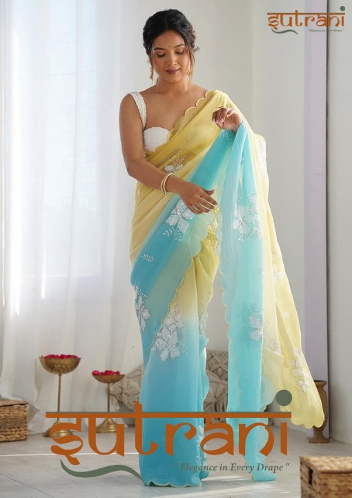 Sutrani Atelier Sunshine & Aqua Elegance Saree