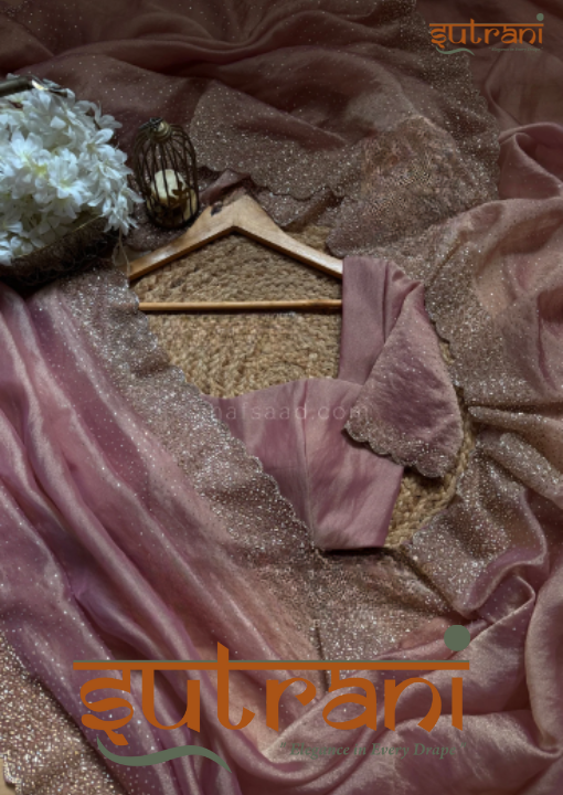 Luxe Dusty Rose Shimmer Saree