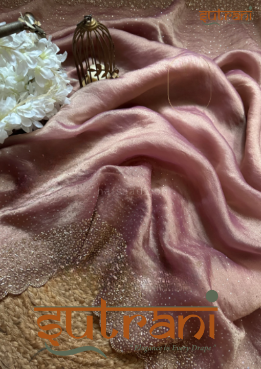 Luxe Dusty Rose Shimmer Saree