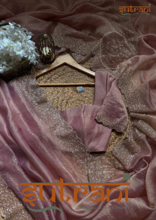 Luxe Dusty Rose Shimmer Saree