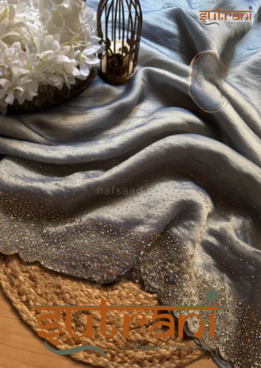 Royal Grey Gold Shimmer Saree