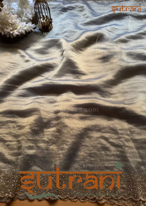 Royal Grey Gold Shimmer Saree