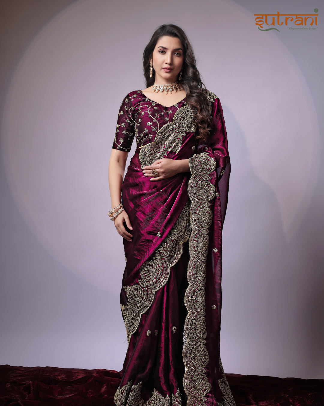 Imperial Maroon Craft Saree