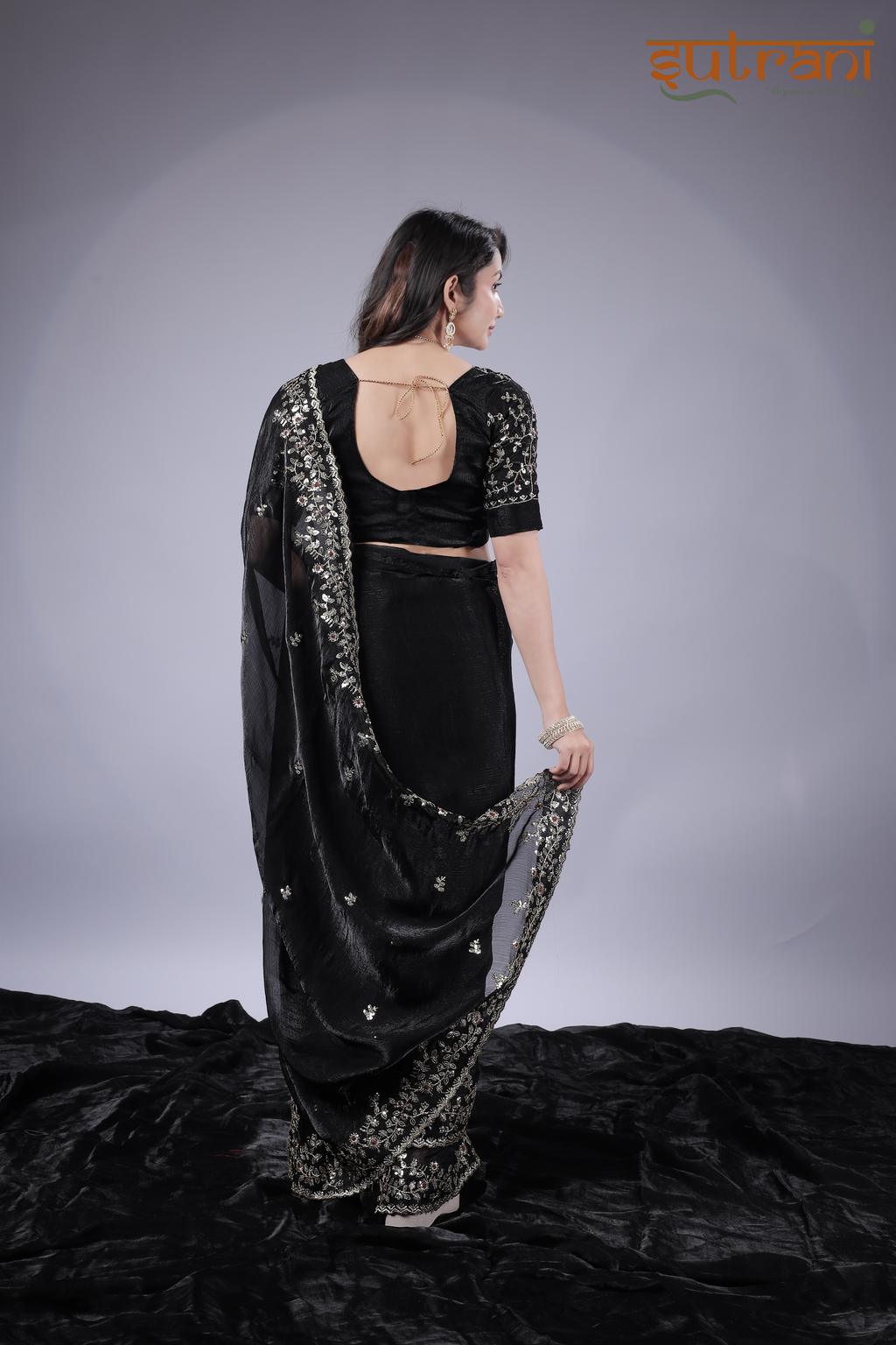 Black Heritage Saree – Crafted for Royal Grace