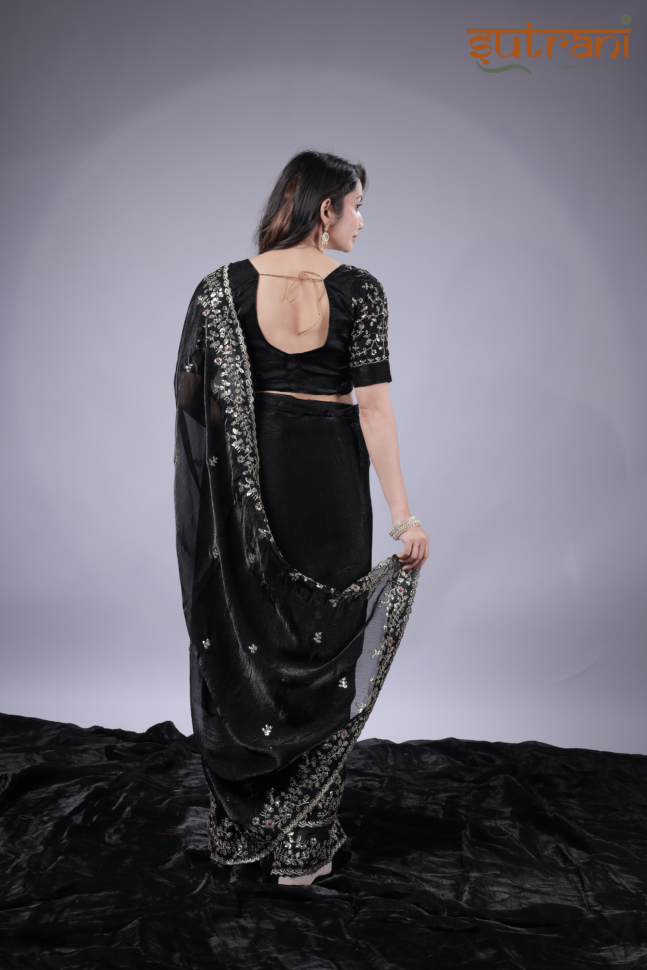 Black Heritage Saree – Crafted for Royal Grace