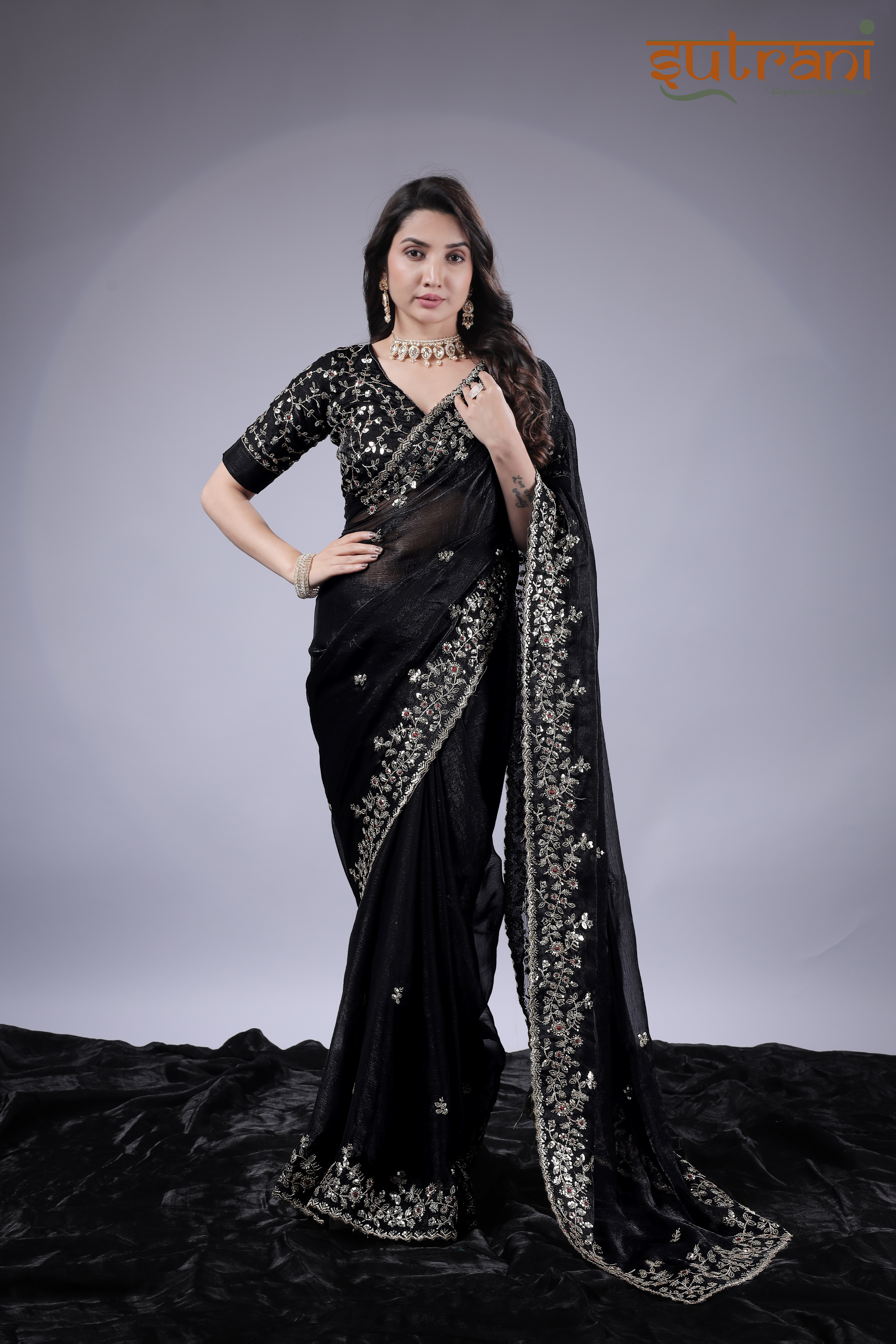 Black Heritage Saree – Crafted for Royal Grace