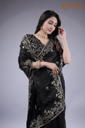 Black Heritage Saree – Crafted for Royal Grace