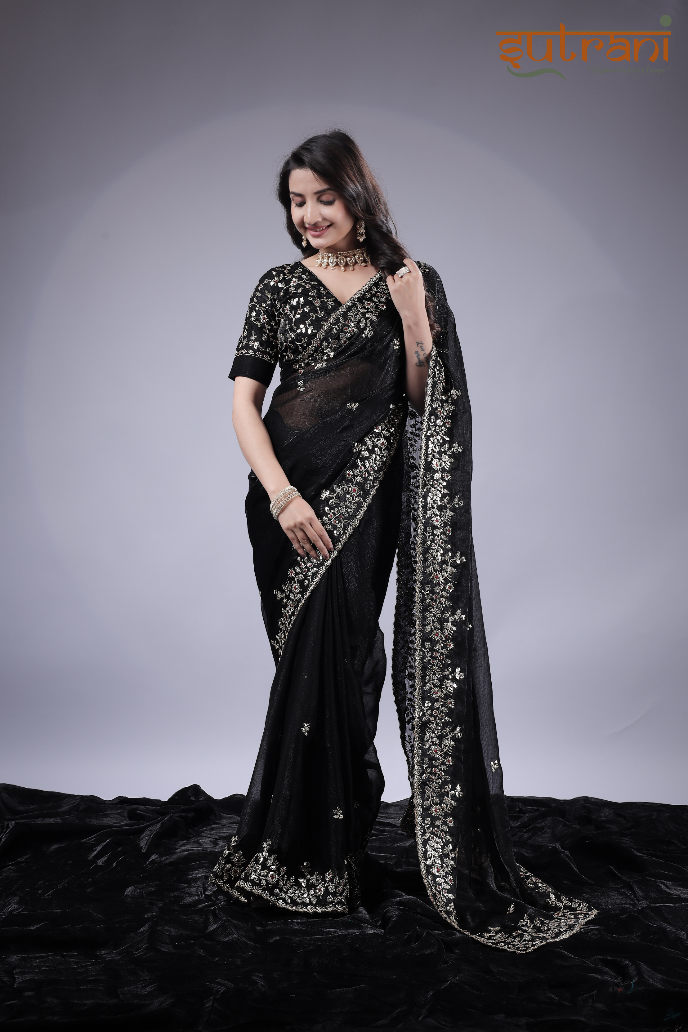 Black Heritage Saree – Crafted for Royal Grace