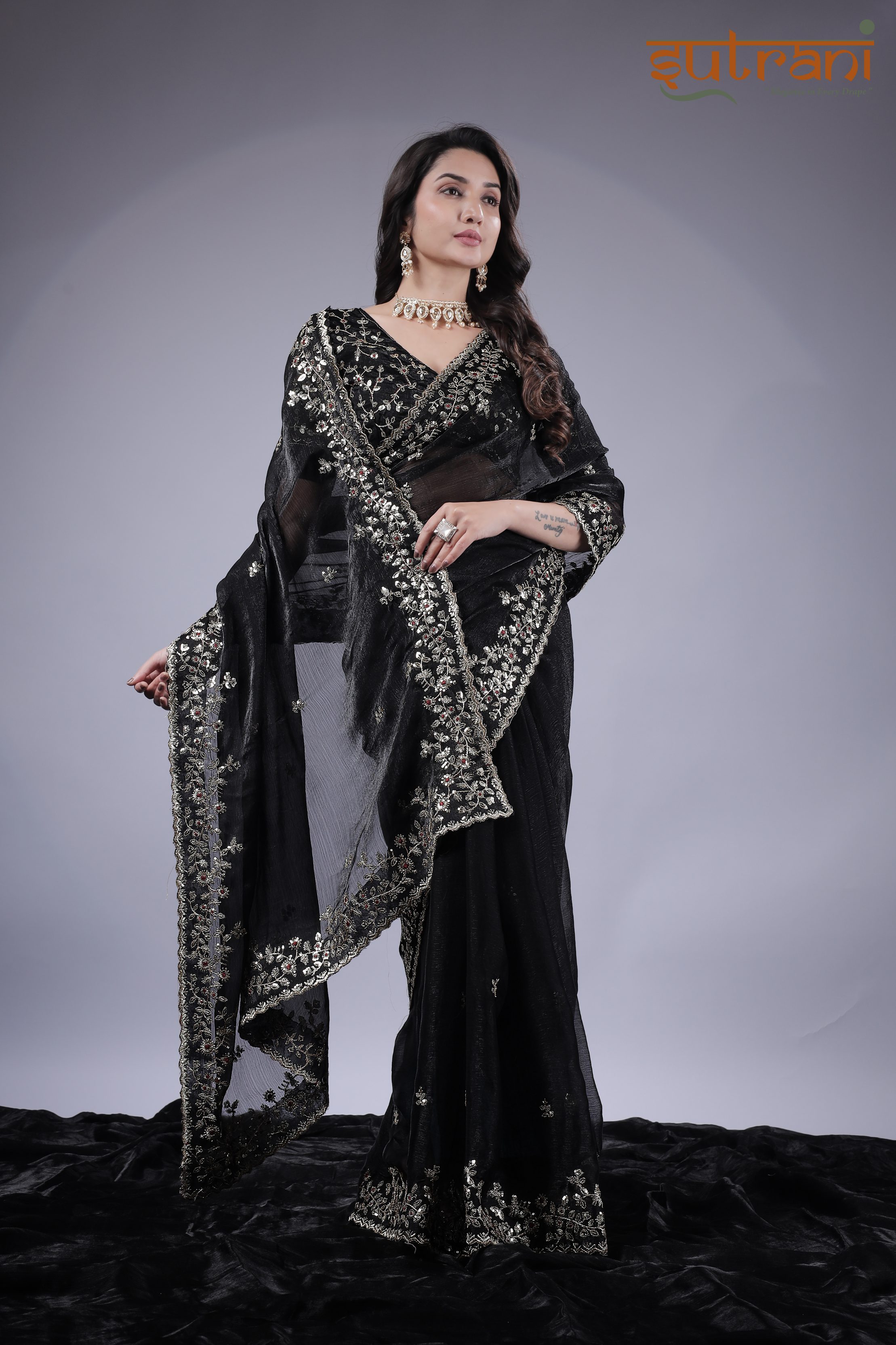 Black Heritage Saree – Crafted for Royal Grace