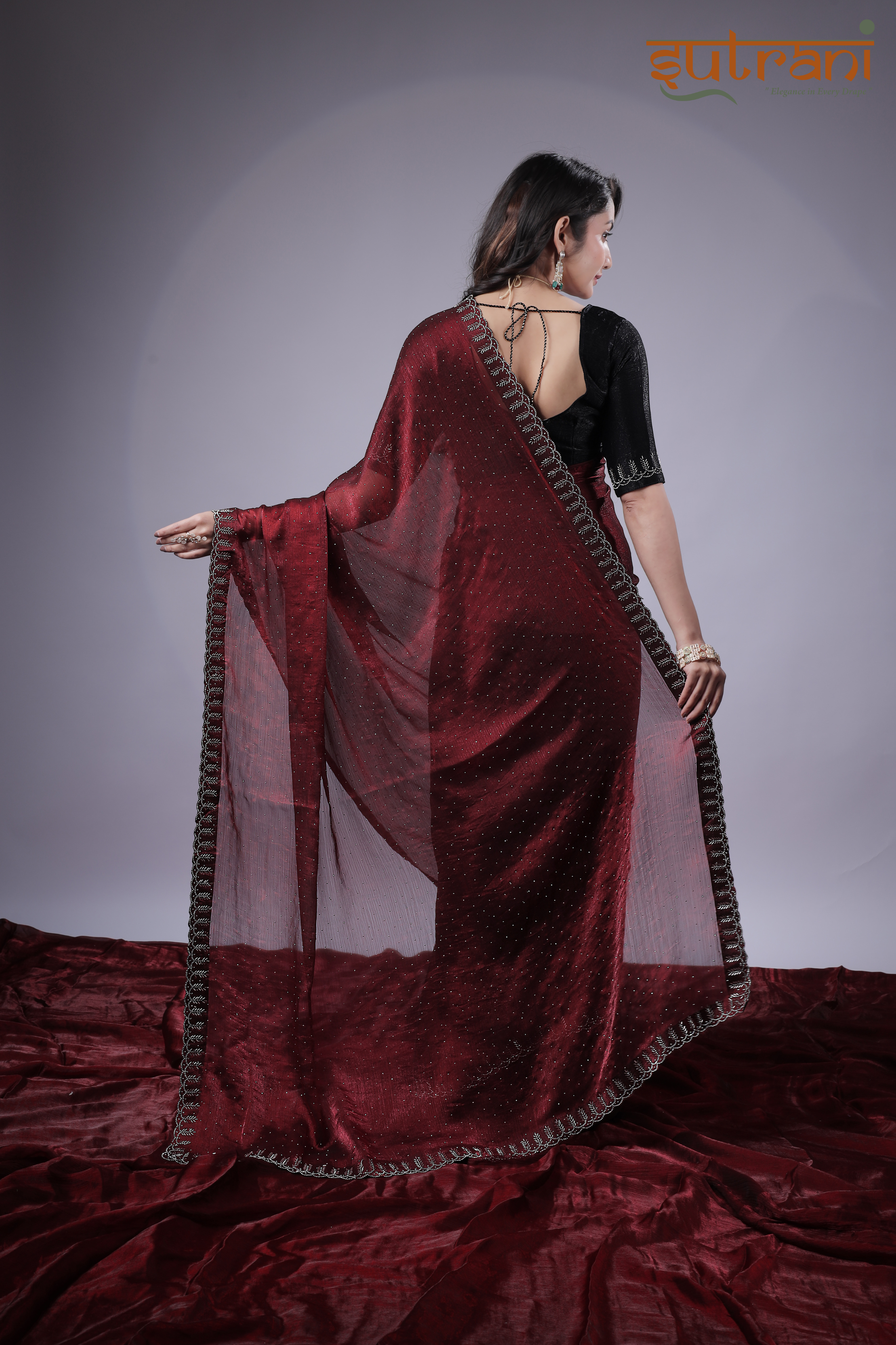 Crimson Charm – Subtle Sparkle Saree