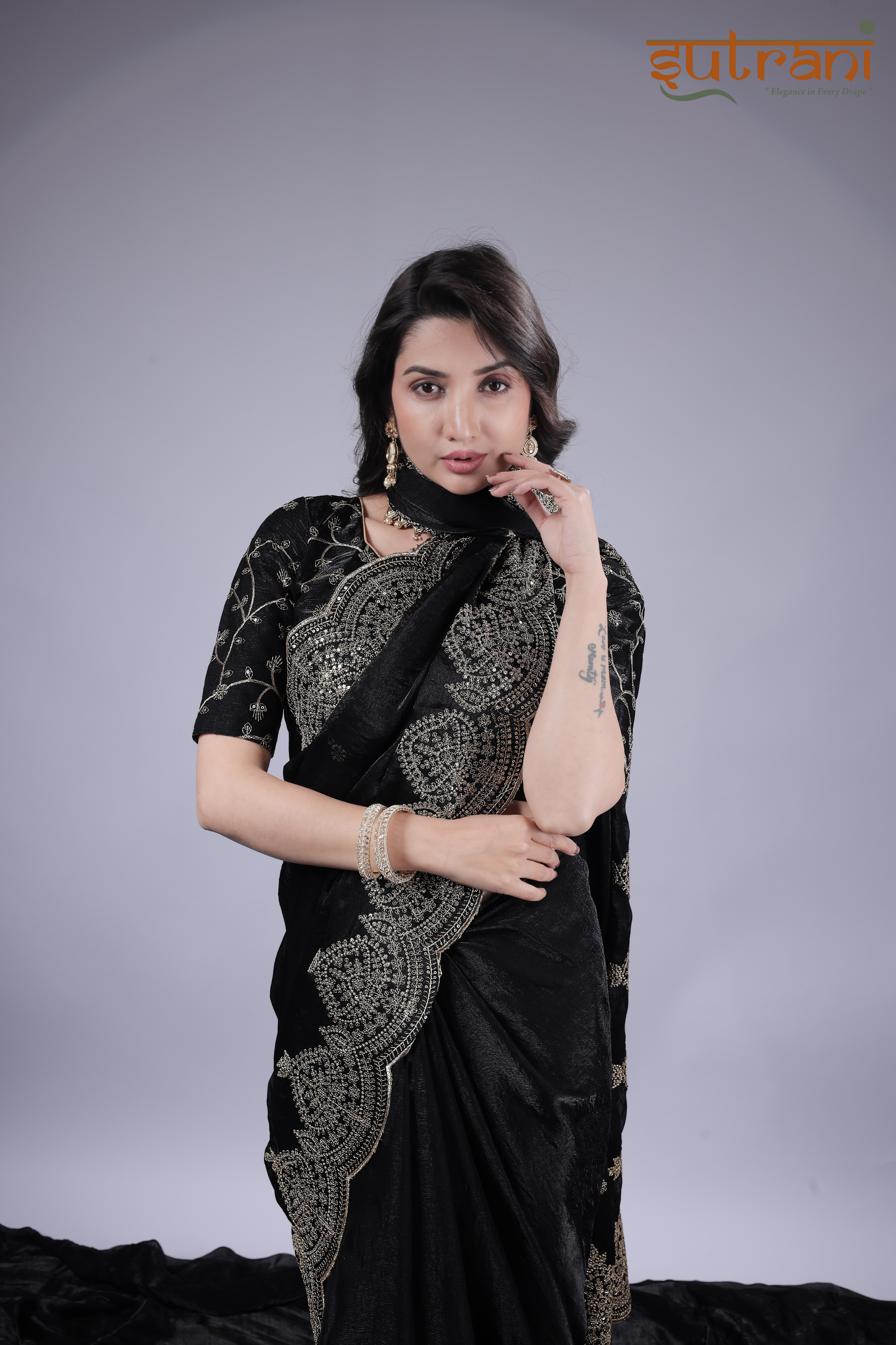 Black Empress – Designer Saree with Rich Silver Detailing