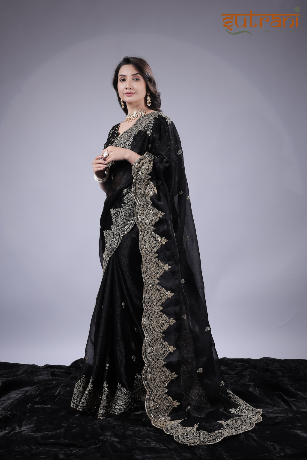 Black Empress – Designer Saree with Rich Silver Detailing