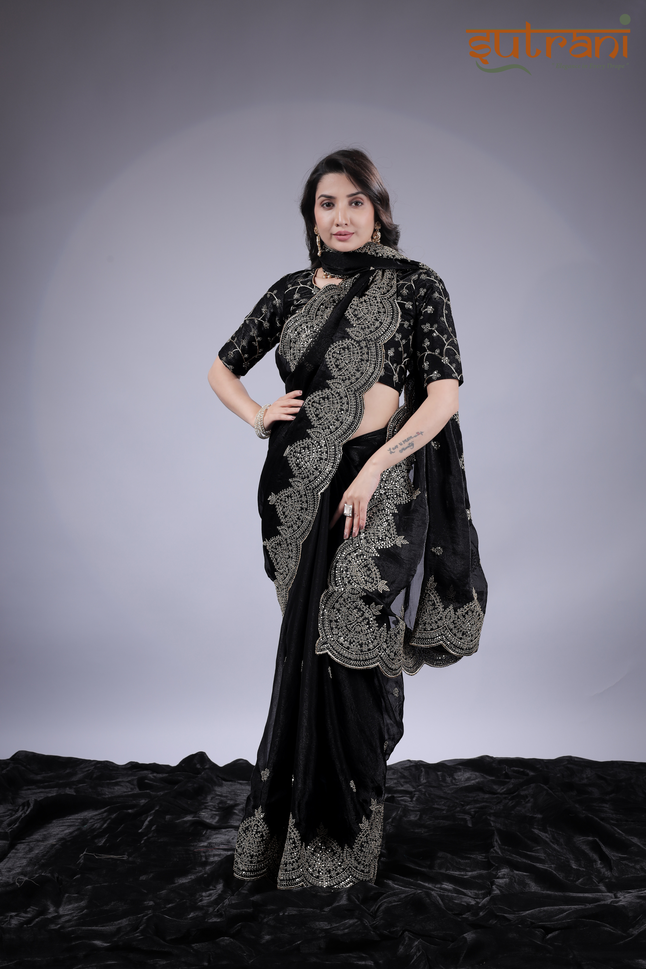 Black Empress – Designer Saree with Rich Silver Detailing