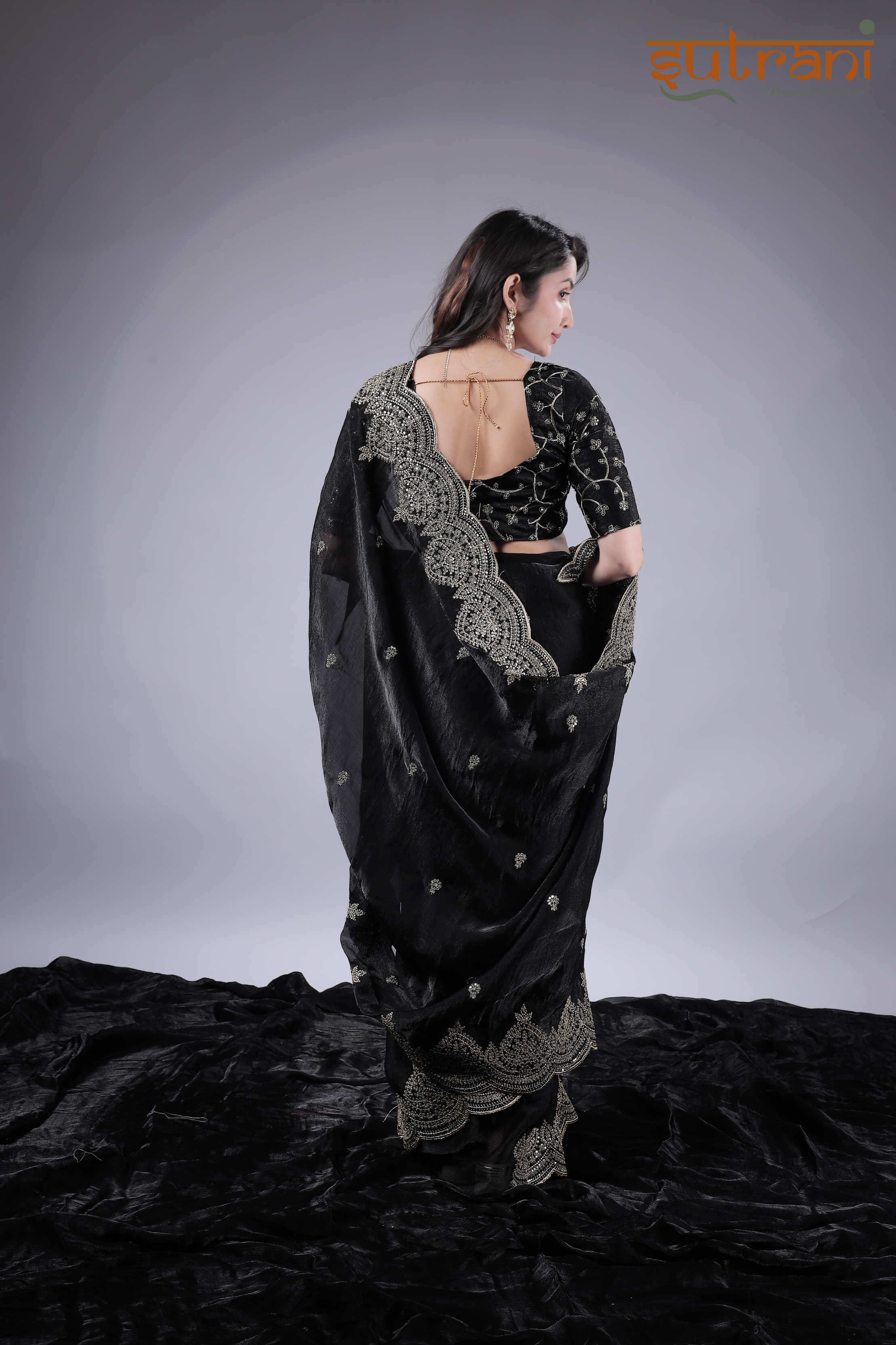 Black Empress – Designer Saree with Rich Silver Detailing