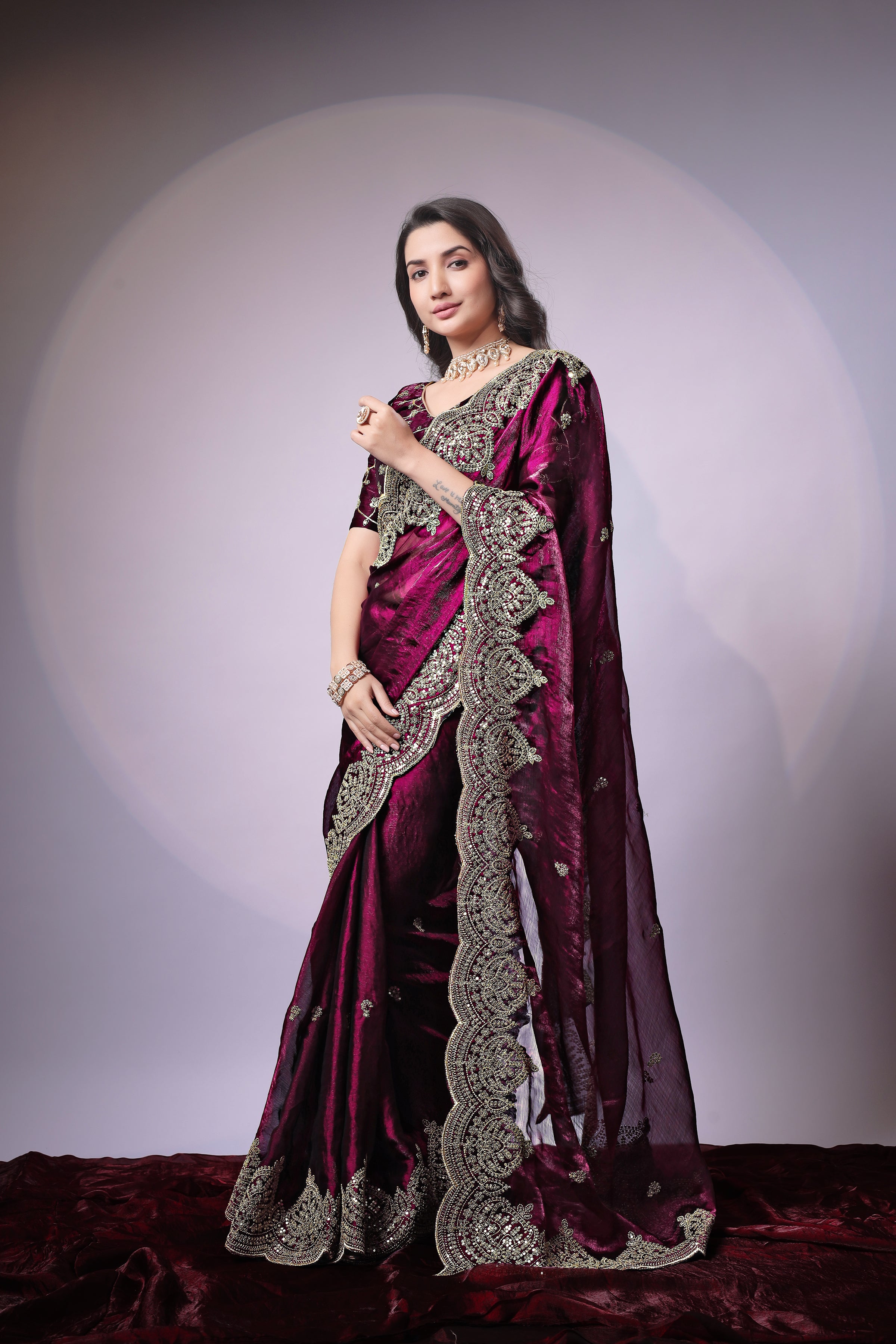 Imperial Maroon Craft Saree